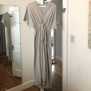 Lush from Vici collection. MIDI striped tie front casual dress